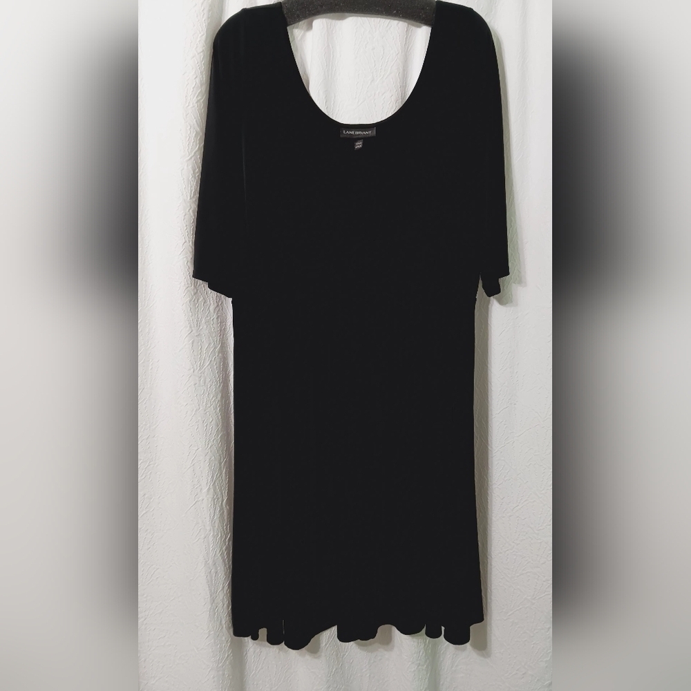 Lane Bryant black shirt sleeve peplum swing dress plus size 22/24